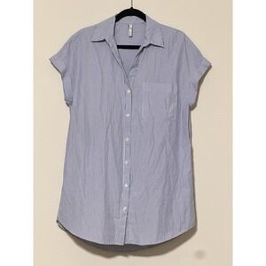 ZARA Women's‎ Small Shirt Dress Blue & White Pin Strips Casual Lightweight Comfy